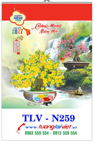 In Lịch 5 tờ nẹp thiếc Cây Cảnh
