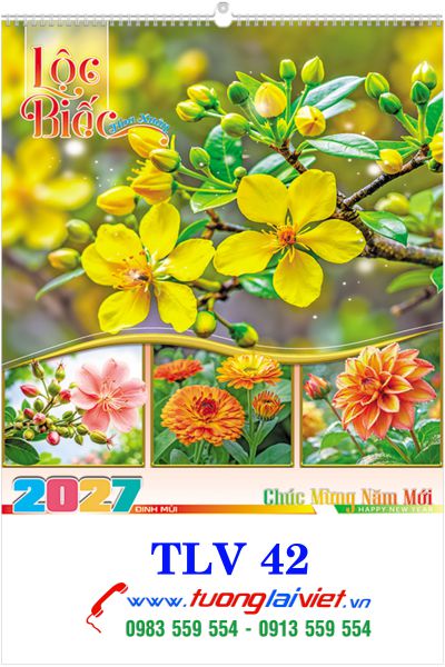 In Lịch 7 Tờ Lò Xo Hoa Xuân