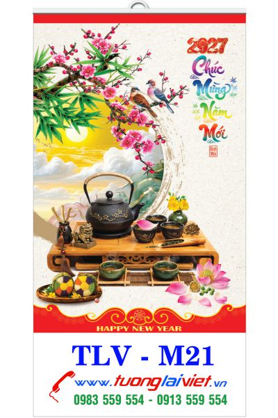 In Lịch 7 tờ nẹp thiếc Chữ Thư Pháp
