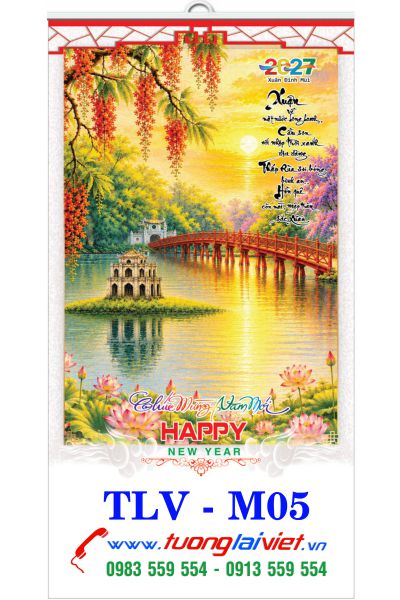 In Lịch 7 tờ nẹp thiếc Tranh Lụa
