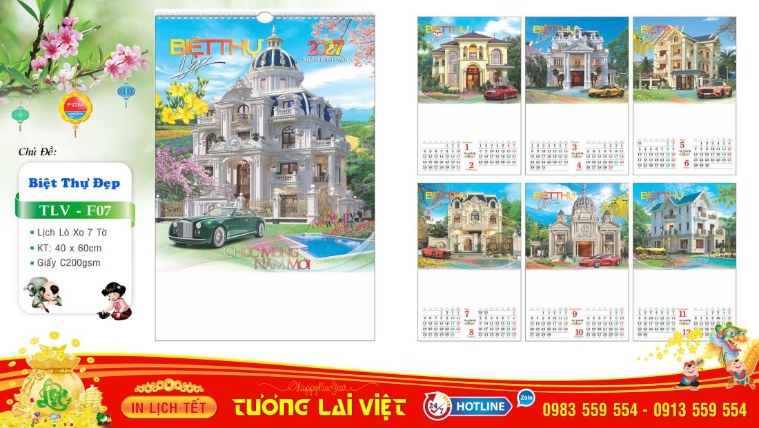 Lịch 7 Tờ Lò Xo Nhà Và Xe