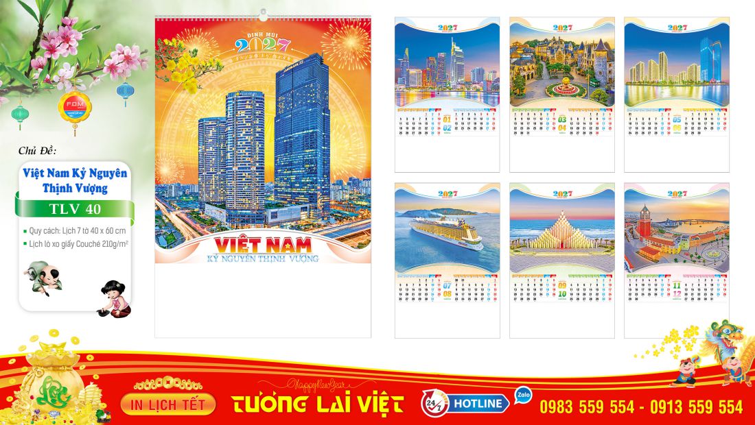 Lịch 7 Tờ Lò Xo Thắng Cảnh Việt Nam