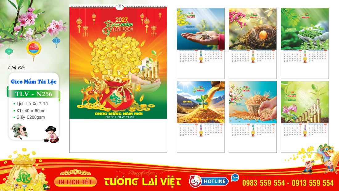 Lịch 7 Tờ Lò Xo Xuân Lộc Phát